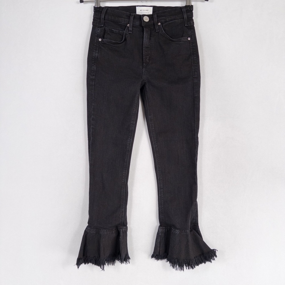 McGuire Jeans Womens Size 25 Black Bohemia Mid Rise Flounced Stretch 5 Pocket